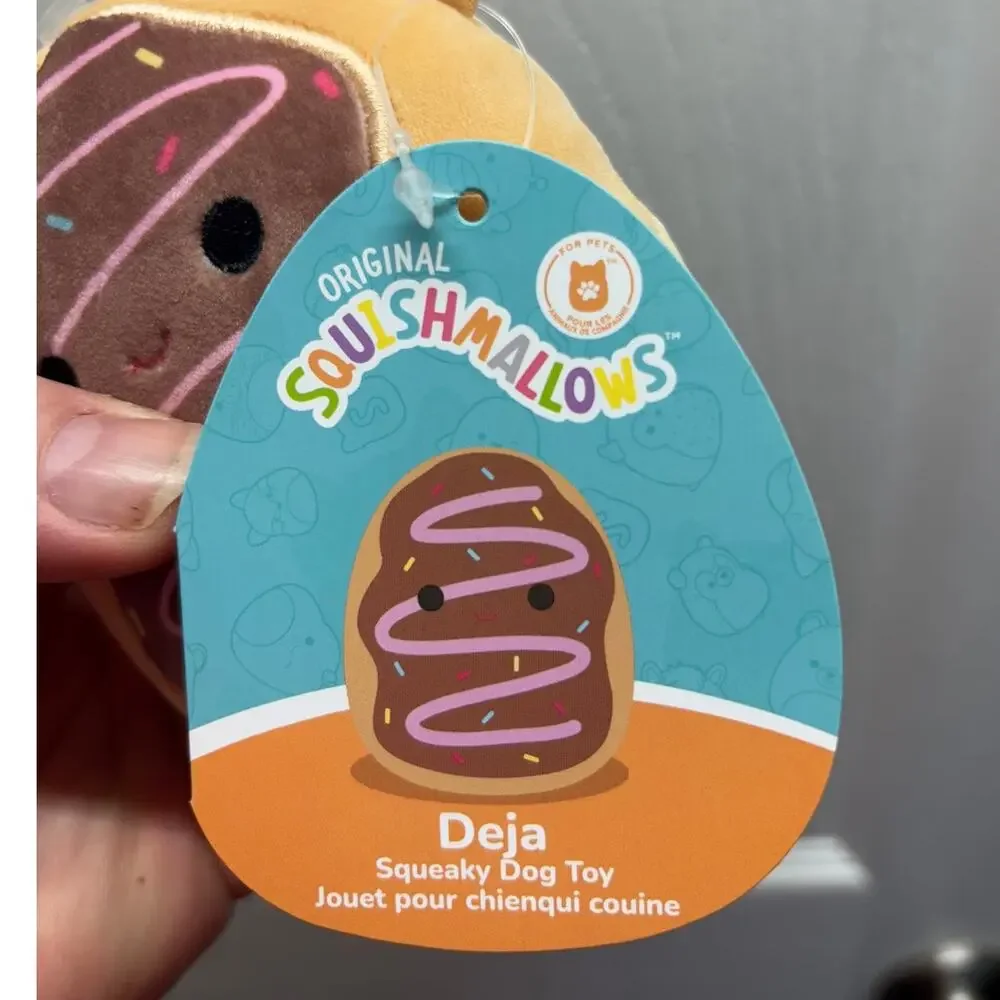 Squishmallows NWT Doy Toys Set of 2 Emily Latte Deja Donut Squeak Crinkle Plush